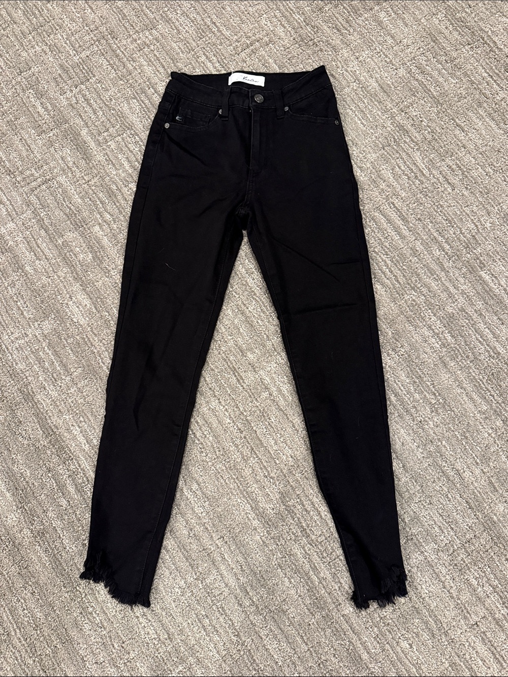 KanCan Black High-Rise Skinny Jeans with Frayed Hem